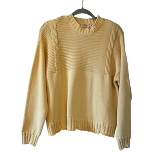 Holebrook Sweden 100% organic cotton cableknit sweater size M yellow